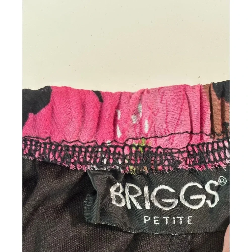 Black Floral Midi Skirt Women's Sz PM Flowy Ruffle Hem Boho Cottage Prairie - Picture 5 of 14